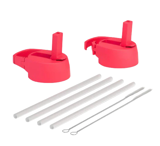 Straw Lid Set for Wide Mouth Bottles - Fuschia