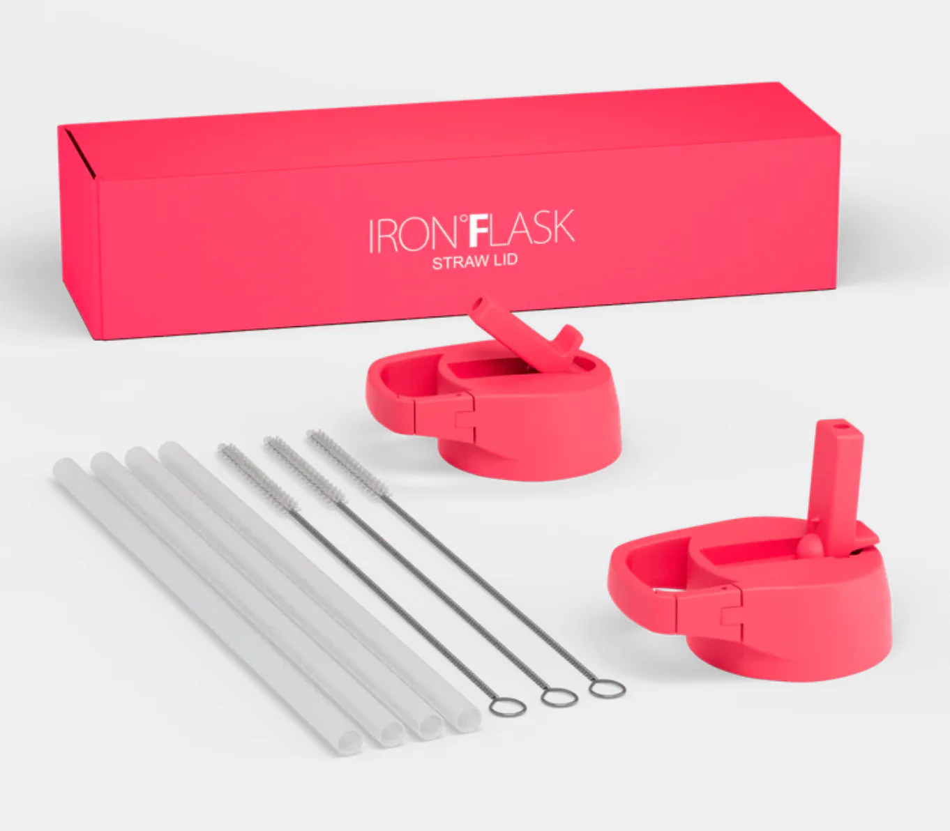 Straw Lid Set for Wide Mouth Bottles - Fuschia - Image 2