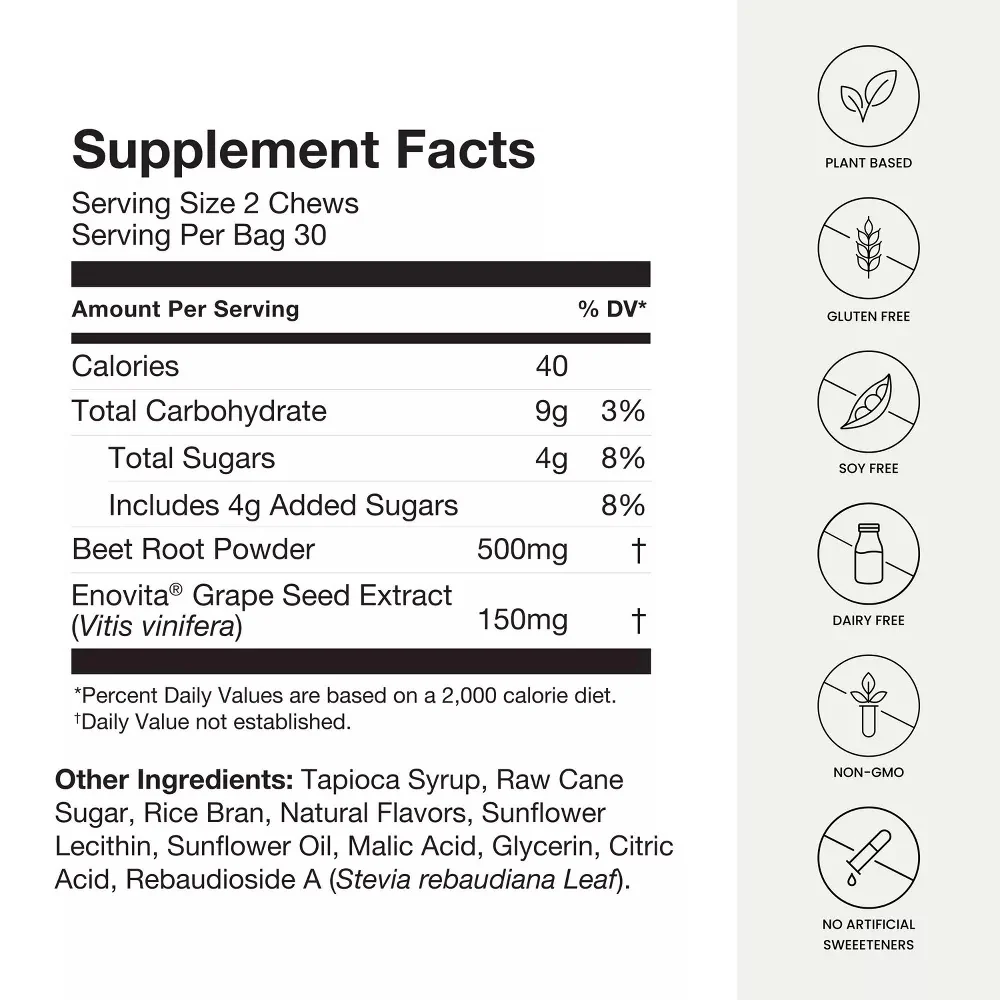 SuperBeets Heart Chews - Pomegranate Berry (60 CT) - Image 2