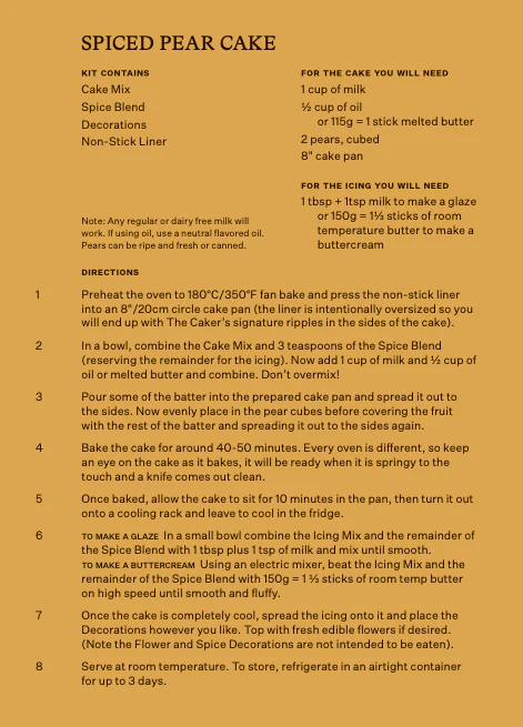 Spiced Pear Cake Kit - Image 6
