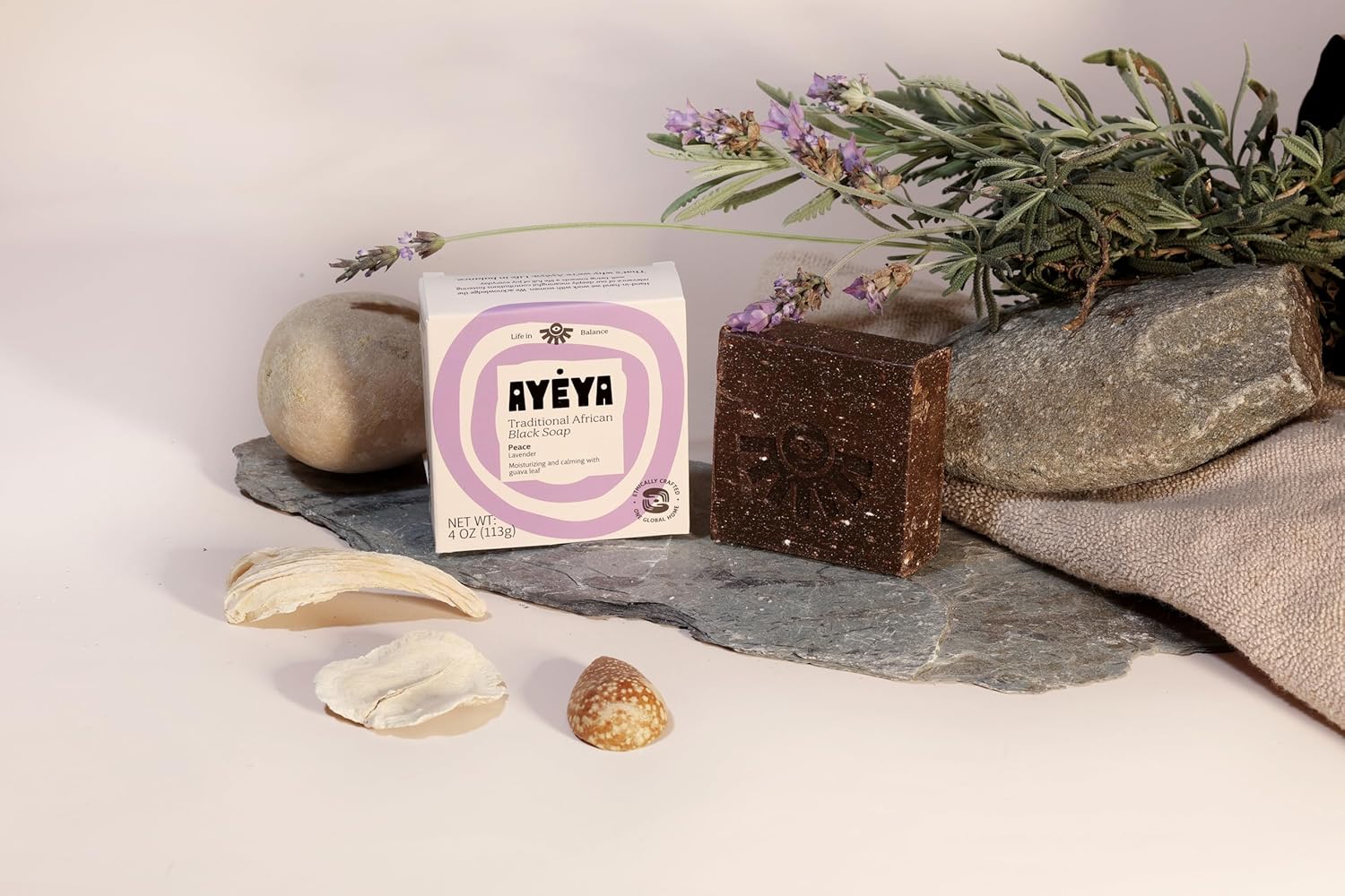Traditional African Black Soap Bar - Peace - Image 3