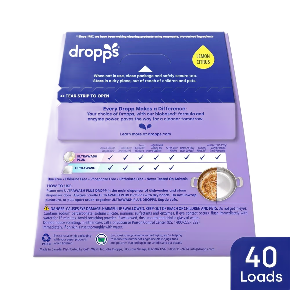 UltraWash Plus Biobased Power Dishwasher Pod - Lemon (40 CT) - Image 4