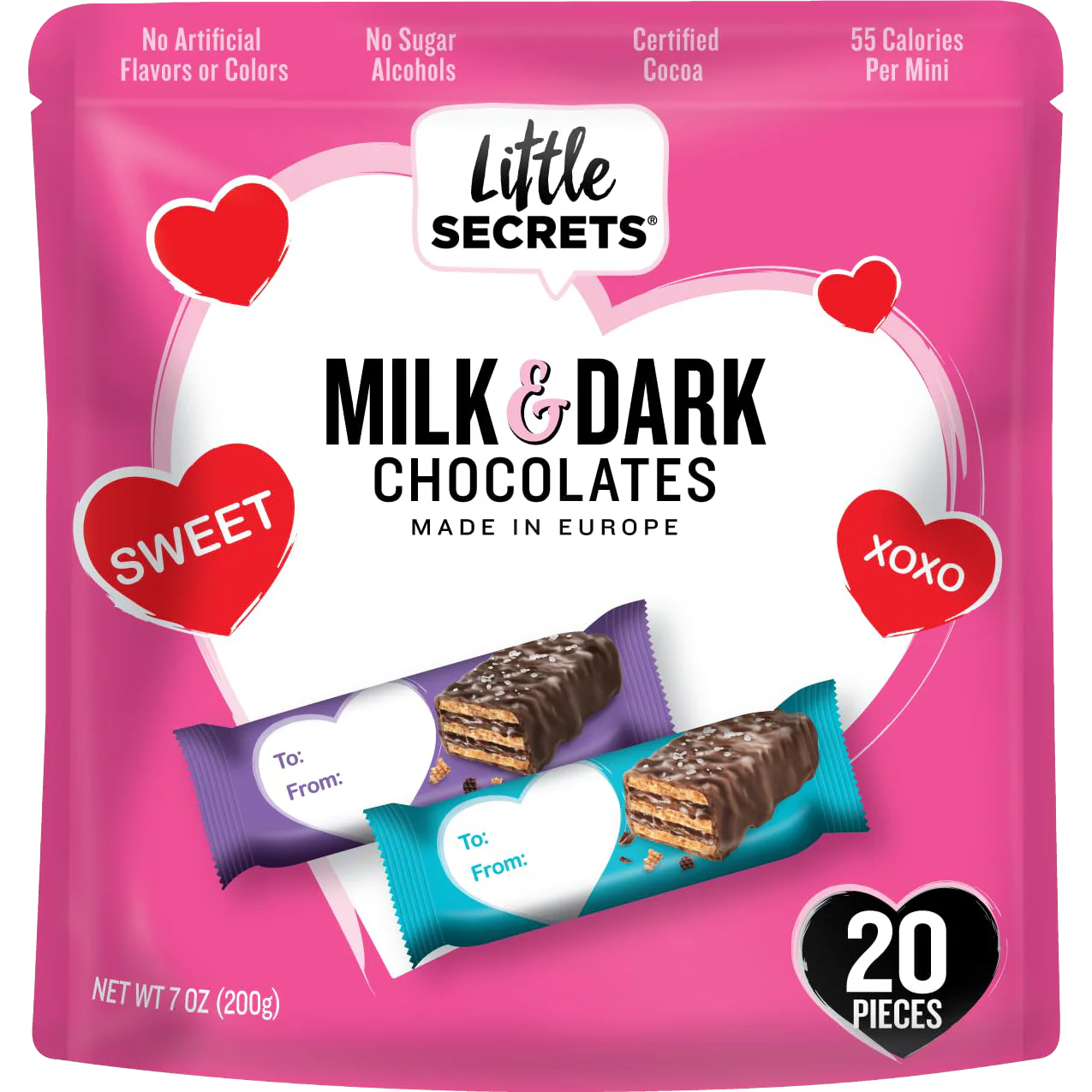 Valentine's Milk & Dark Chocolate Wafers Variety Pack (20 CT)