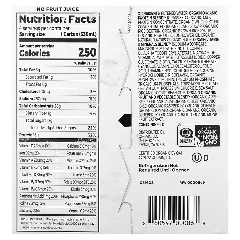 Organic Vanilla Bean Grass Fed Protein Shake (4 Pack) - Image 2