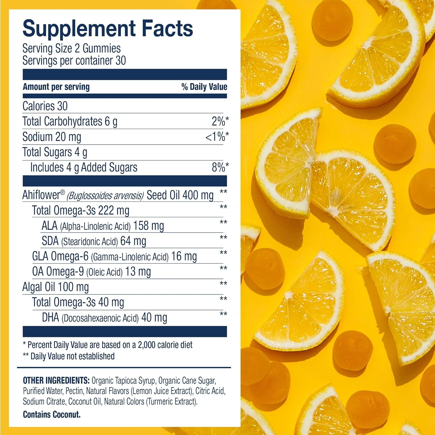 Vegan Omega 3 Adult Gummies - Fresh Lemonade (60 Tablets) - Image 3