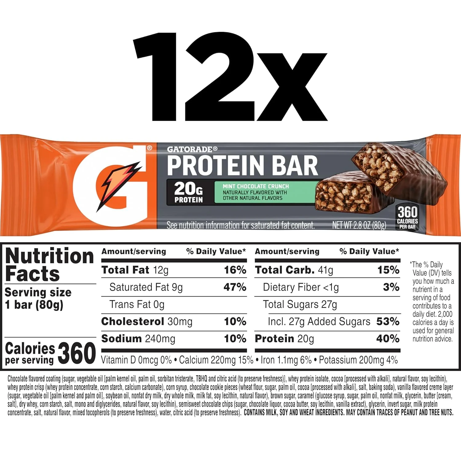 Whey Protein Bars Mint Chocolate Crunch (12 CT) - Image 2